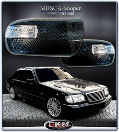 S-Klass - W140 92-98 - Spegelkåpor i kolfiber med blinkers 95-98.