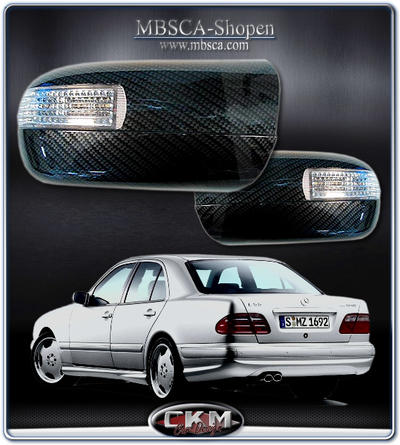E-Klass - W210 96-01 - Spegelkåpor i kolfiber med blinkers 96-99.
