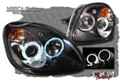 Klarglas framlysen Angel Eyes med intg blinkers svarta 2st
