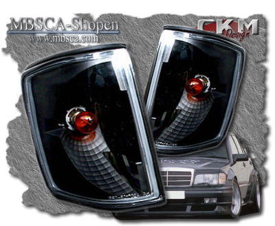 C-Klass - W201 83-93 - Klarglas blinkers. V2 svart 2st