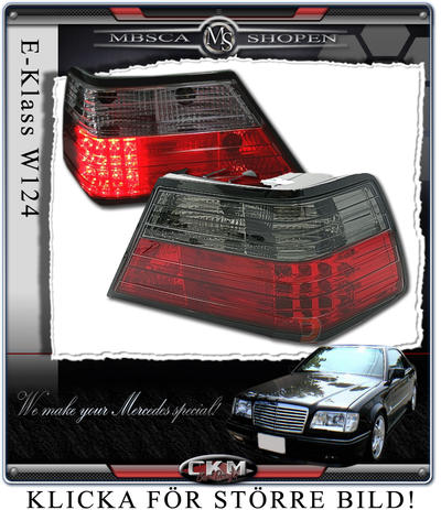 E-Klass - W124 86-95 - Klarglas Baklysen med dioder Röd/smoke V2 2st