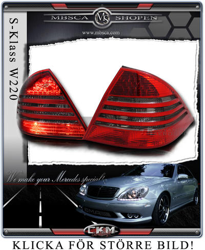 S-Klass - W220 99-05 - Klarglas facelift baklysen Red/Smoke. 2st