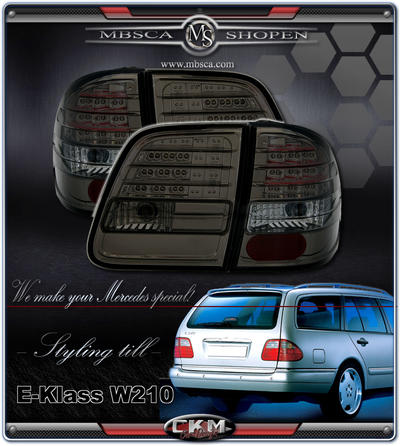 E-Klass - W210 96-01 - Klarglas Baklysen 2st  Med dioder till Kombi Smoke V2