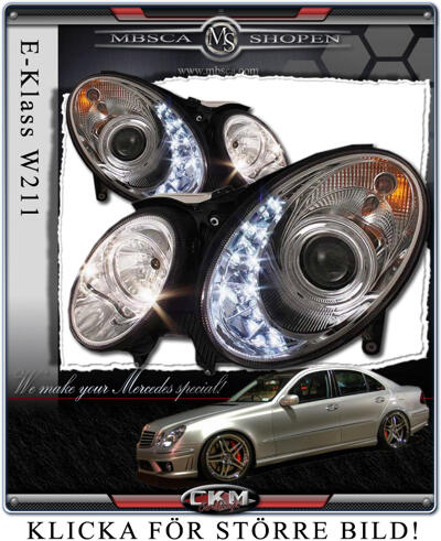 E-Klass - W211 02-08 - Klarglas framlysen DEVIL Eyes FÖR XENON  2st