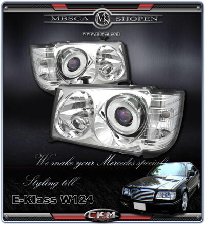 E-Klass - W124 86-95 - Klarglas framlysen 2st med integrerad blinkers.