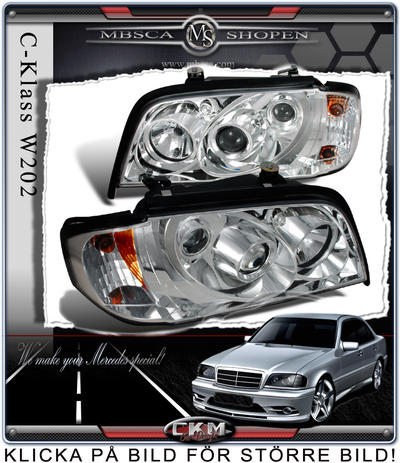 C-Klass - W202 94-00 - Klarglas framlysen 2st med integrerad blinkers.