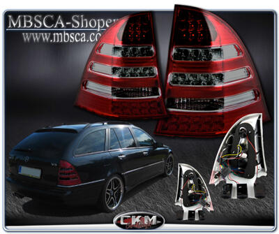 C-Klass - W203 01-06 - Klarglas baklysen Kombi LED 2st Röd/smoke