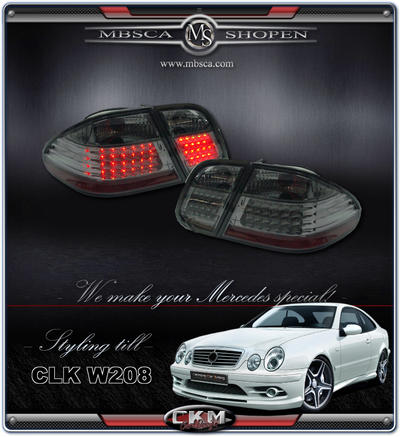 CLK - W208 97-01 - Klarglas Baklysen Smoke 2st med dioder.  2st