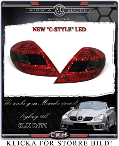 SLK - R171 04- - Klarglas baklysen LED "C-style" Red/Smoke 2st