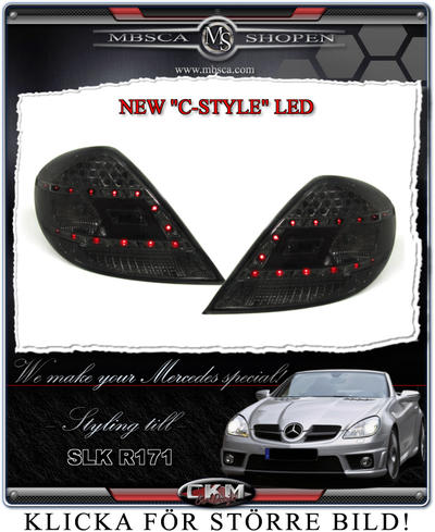 SLK - R171 04- - Klarglas baklysen LED "C-style" Smoke 2st