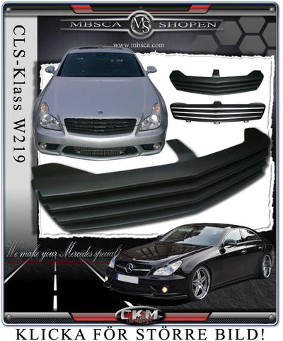 CLS - W219 06- - Grill facelift 4 ribbor matt svart utan stjärna