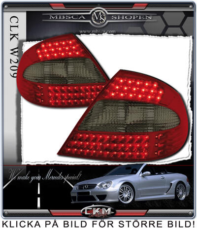 CLK - W209 02- - Klarglas baklysen LED 2st Red/Smoke