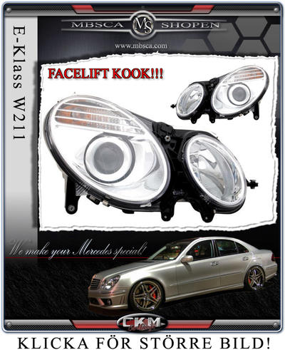 E-Klass - W211 02-08 - Klarglas framlysen NYA FINA lysen!! FACELIFT!