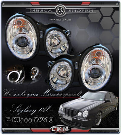 E-Klass - W210 96-01 - Klarglas projektor Angel Eyes strålkastare klar. 2st 96-99
