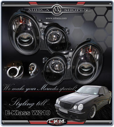 E-Klass - W210 96-01 - Klarglas projektor Angel Eyes strålkastare klar. 2st 96-99 Svart