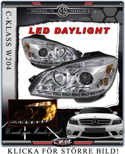 C-Klass - W204 07- - Klarglas framlysen "Devil eyes" LED DRL 2st