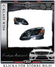 Klarglas framlysen "Devil eyes" LED DRL 2st SVARTA