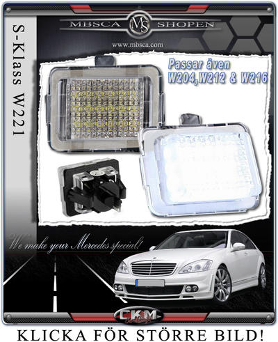 C-Klass - W204 07- - Klarglas LED nummerskyltbelysnig 2st