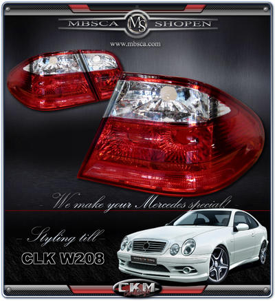 CLK - W208 97-01 - Klarglas baklysen Röd/klar 2st