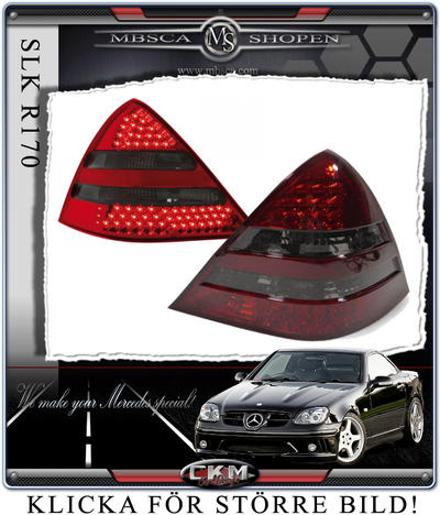 SLK - R170 97-03 - Klarglas Baklysen 2st med dioder. Red/Smoke  2st