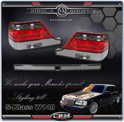 S-Klass - W140 92-98 - Klarglas Baklysen ink ramp red/smoke. 95-98 3 del