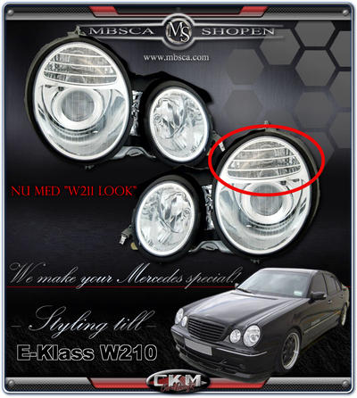 E-Klass - W210 96-01 - Klarglas projektor strålkastare klar "W211 LOOK". 2st
